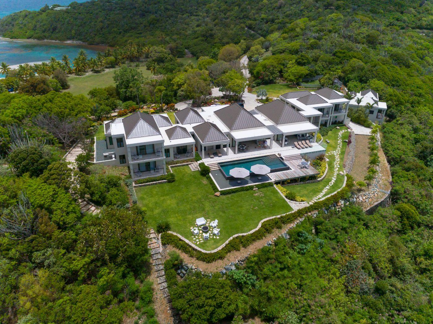 Luxury BVI estate surrounded by tropical landscape